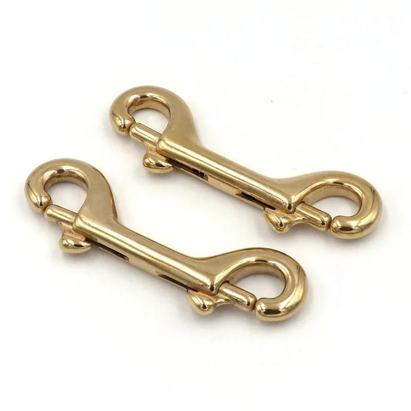 

Meetee AP187 High-grade Solid Brass Double Head Connecting Hook Lobster Keychain Pet Fixed Dog Buckle, Gold