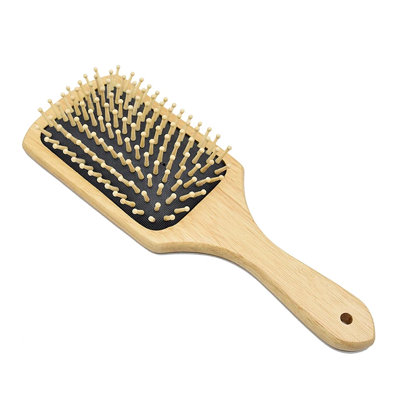 Beauty Salon Equipment Hair Extension Scalp Massage Paddle Barber Tools Denman Bamboo Hair Brush, Burlywood