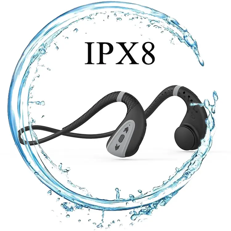 

For swimming Bone conduction headphone 100% Waterproof Back-Neck Earphones IPX8 wireless bluetooth headset waterproof, Grey, blue