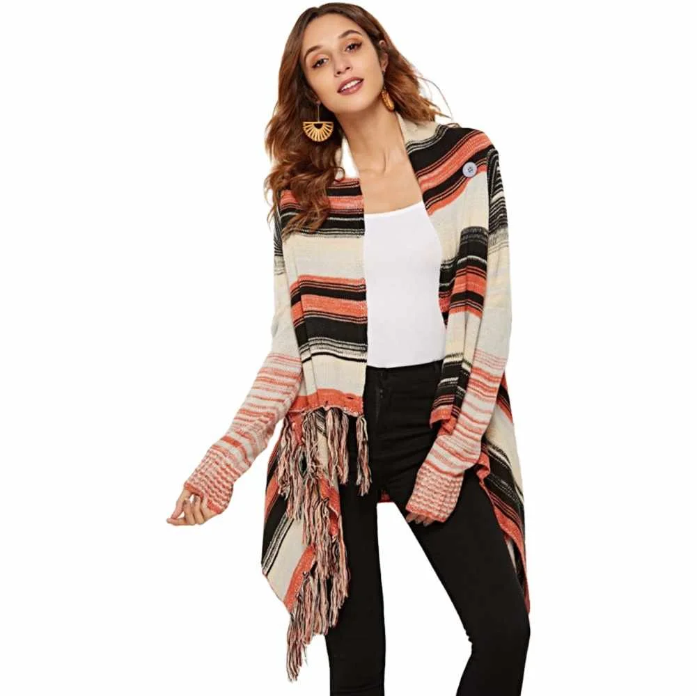 

wholesale custom tassel hollow loose long sleeves V neck sexy pullover sweater for women