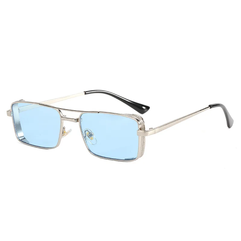 

2021 custom shades retro unisex small rectangular sunglasses fashion narrowmetal frame wholesale designer small sunglasses
