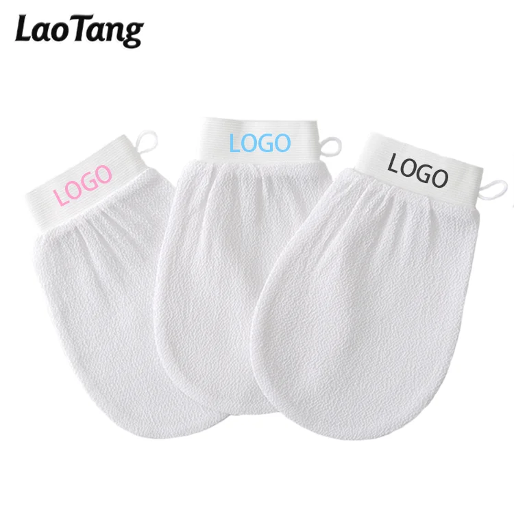 

LaoTang OEM&ODM White Moroccan Kessa Glove Wholesale Exfoliating Mitts Body Scrub Glove