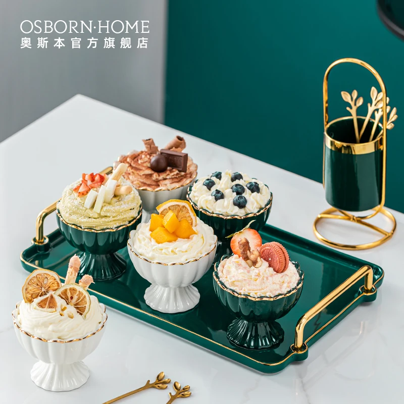 

OSBORN Hot selling Ceramic Dessert Plate snack tray Nordic design bowl set for coffee shop, Picture