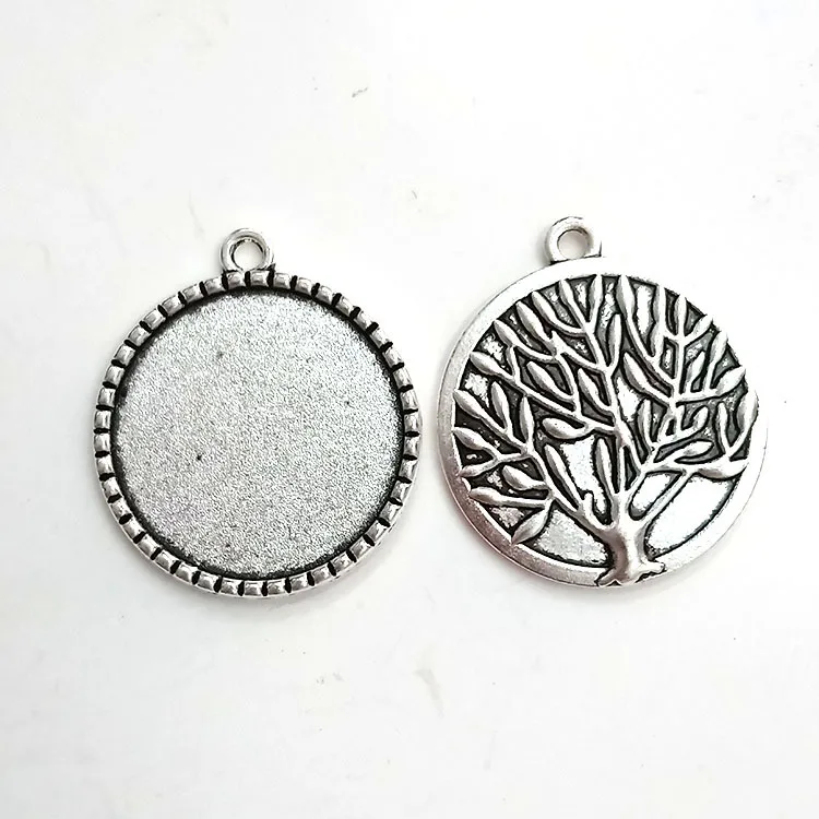 

Antique Silver tone/Antique Bronze Tree Round Base Setting Tray Bezel Pendant Charm fit  Cabochon/Picture/Cameo