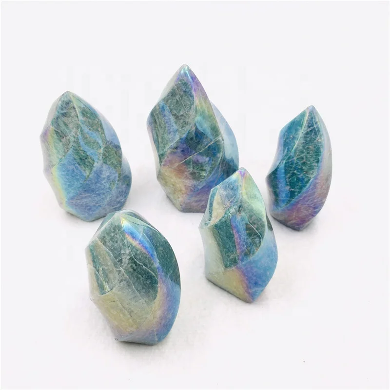 

Wholesale Natural Healing aura Amazonite Crystal Flame electroplate flame Stone For decoration