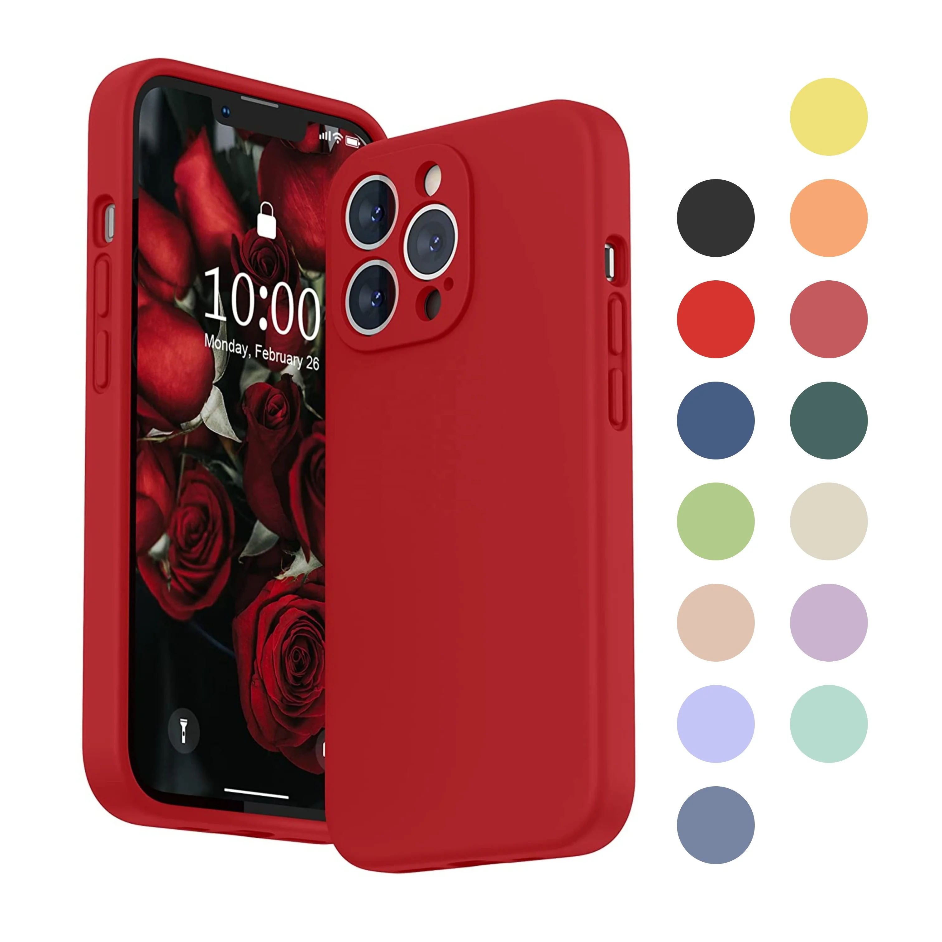 

For iPhone 13 Mini Pro Max Silicon Phone Cases Microfibre Soft Touch Liquid Silicone Girls Phone Case For Apple, 14 colors