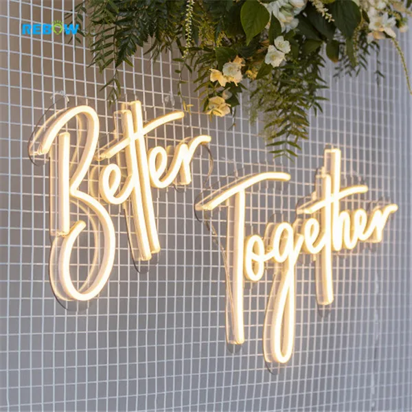 Flexible Better Together Oh Baby Wedding Decoration LED Custom Light Up Neon Wall Signs Word Lights