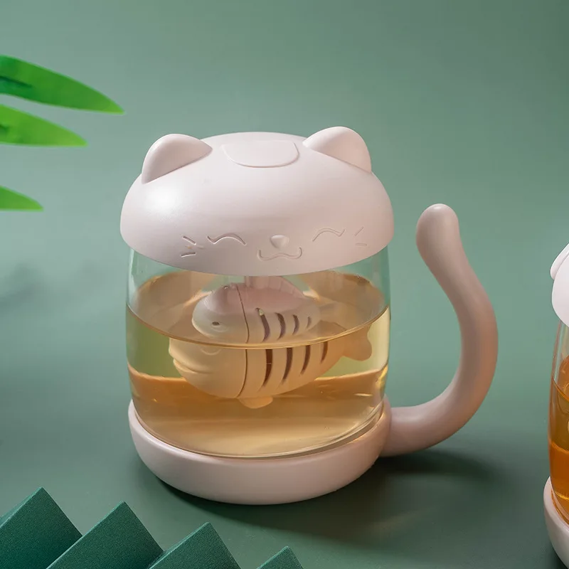 

Cute Glass Tea Infuser Mug Cat/Dog Glass Cup with Filter