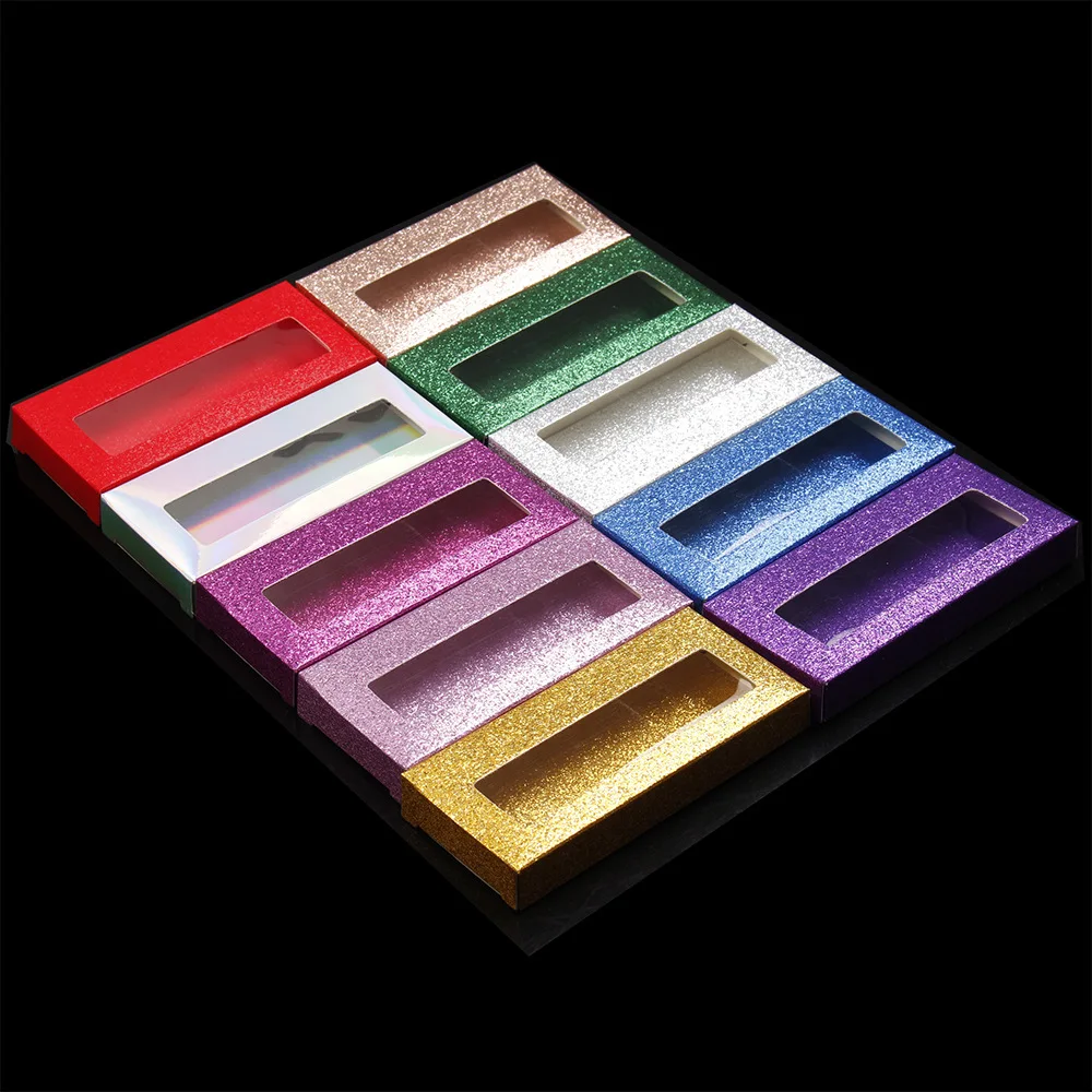 

Rectangular Srark Eyelash Luxury Private Label Packaging Box With Window For Store 25mm Eyelashes, Clear box with colorful card