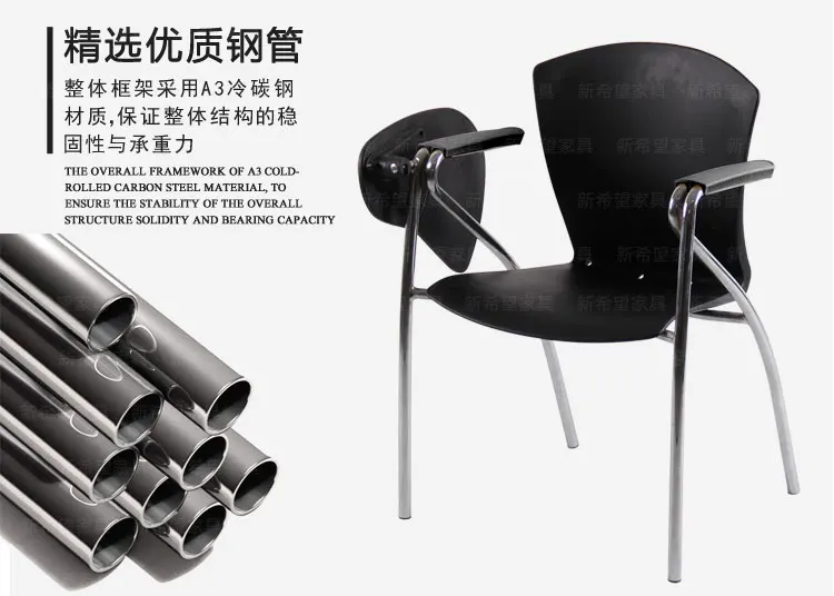 Conference Chair with Writing Board School Chairs with Arm PP Stacking Office Writing Chairs