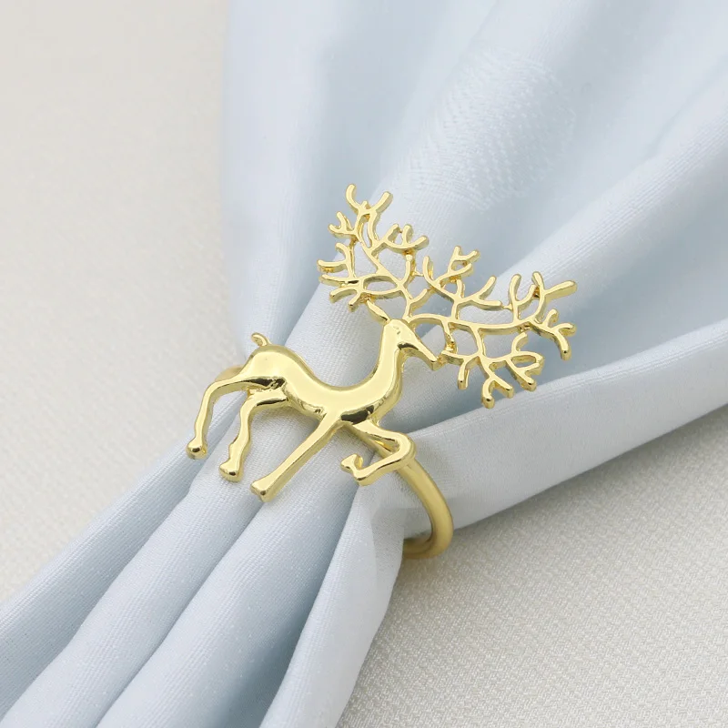 

Christmas Elk Deer Napkin Rings Holders Thanksgiving Napkin Buckle Hotel Restaurant Wedding Party Table Decor