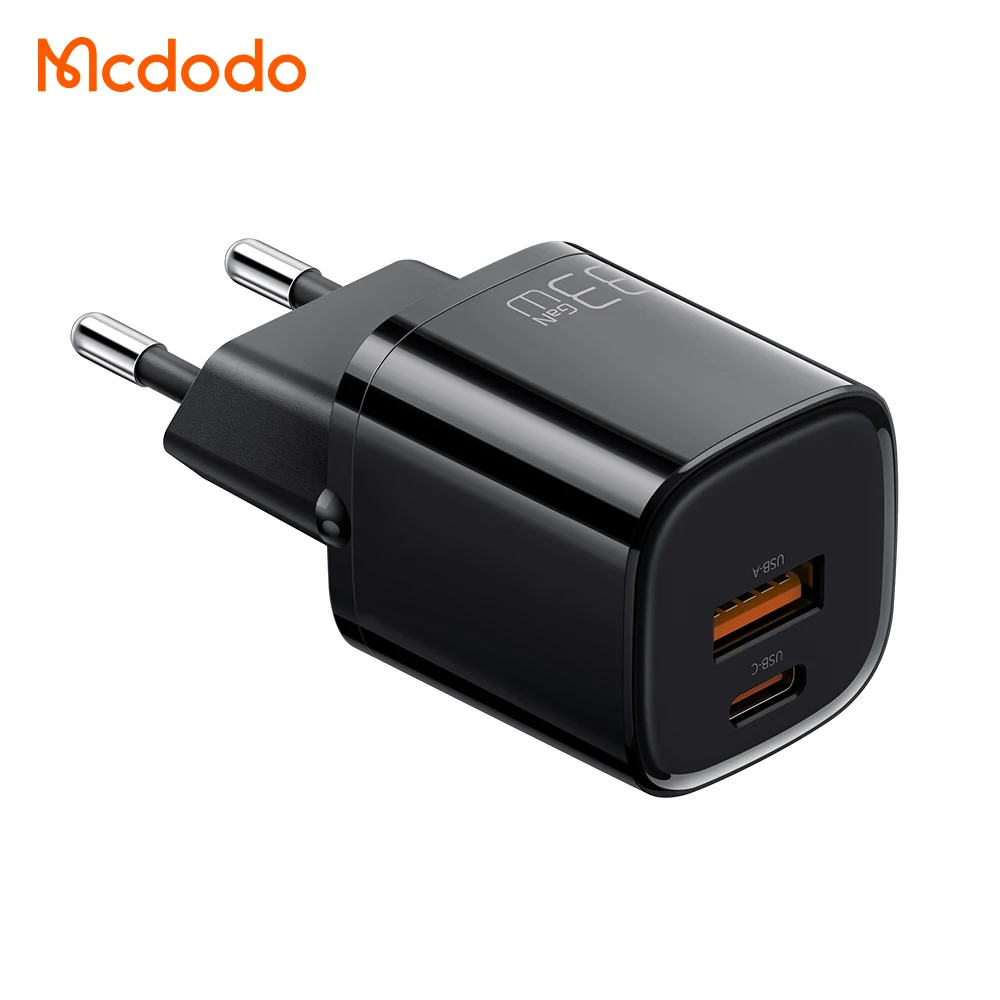 

Black Mini Eu GaN Charger 33W For Xiaomi Redmi 30W For Macbook Air Pro Laptop Two Port USB A + USB C Type Fast Charger Eu Plug