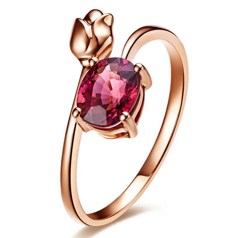 

CM111 Romantic 925 sterling silver fashionable dainty ruby jewelry flower open ring with rose gold color rosary ring, White or rose gold