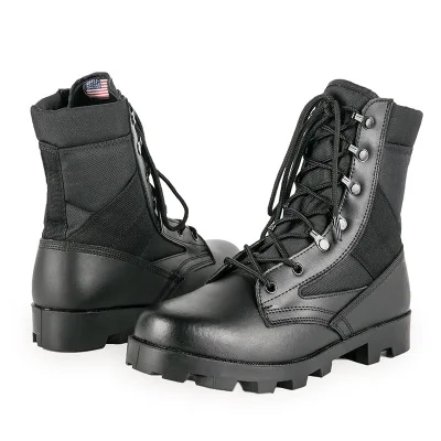 

high quality adult unisex Army boots Black Genuine Leather military tactical boots tactical combat black