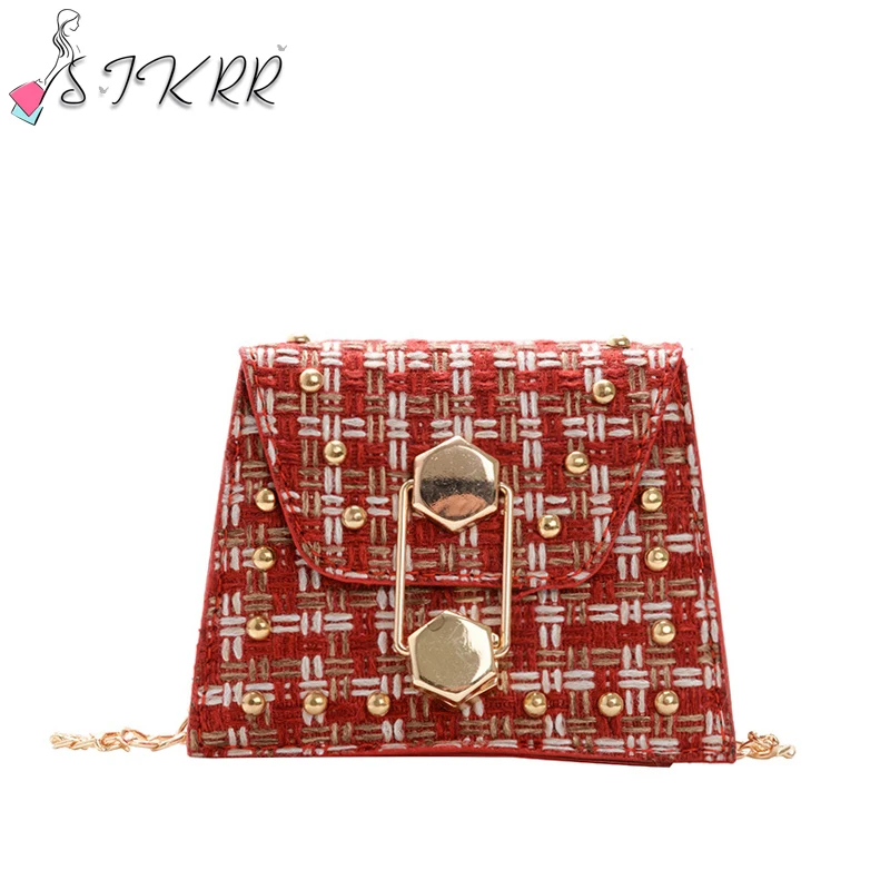 

New 2021sweet rivet small square bag fashion woollen girls shoulder crossbody bag for children