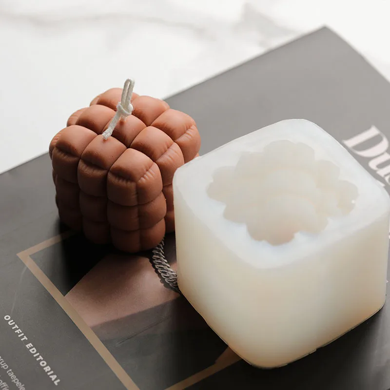 

3D Candle Silicone Geometric Molds Square Sofa Stools Molds For Handmade Candle Tools, As the picture