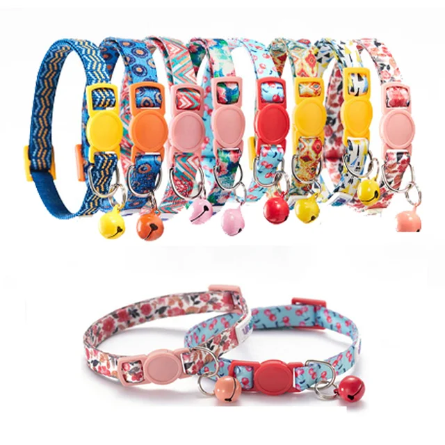 

UFBemo 2pcs Pack Designer Polyester Perros Puppy Light Breakaway With Bell Pet Collars