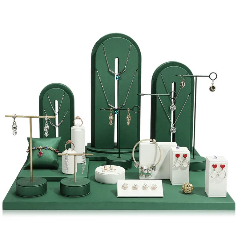 

mannequin necklace display rack jewellery portrait luxury green earrings jewelry display set stand componants, Customized color