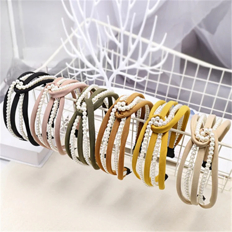 

Fashion Hollow Stitching Headband Women's Personality Pearl Headband, Picture