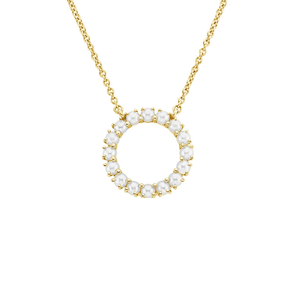 

fashion jewelry 925 sterling silver necklace chain wholesale 18k gold plated gold diamond circle pendant necklace