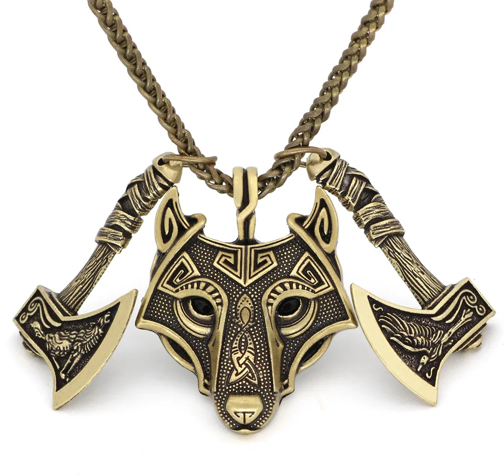 

Factory Direct Sell Viking Jewelry Norse Axe Talisman Jewelry Pendant Chain Necklace for Men