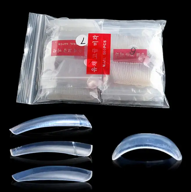 

OMG 500pcs per bag c curve extra long fake coffin nail tips clear jelly tapered square straight fakenails press on nails stamper, Colorful