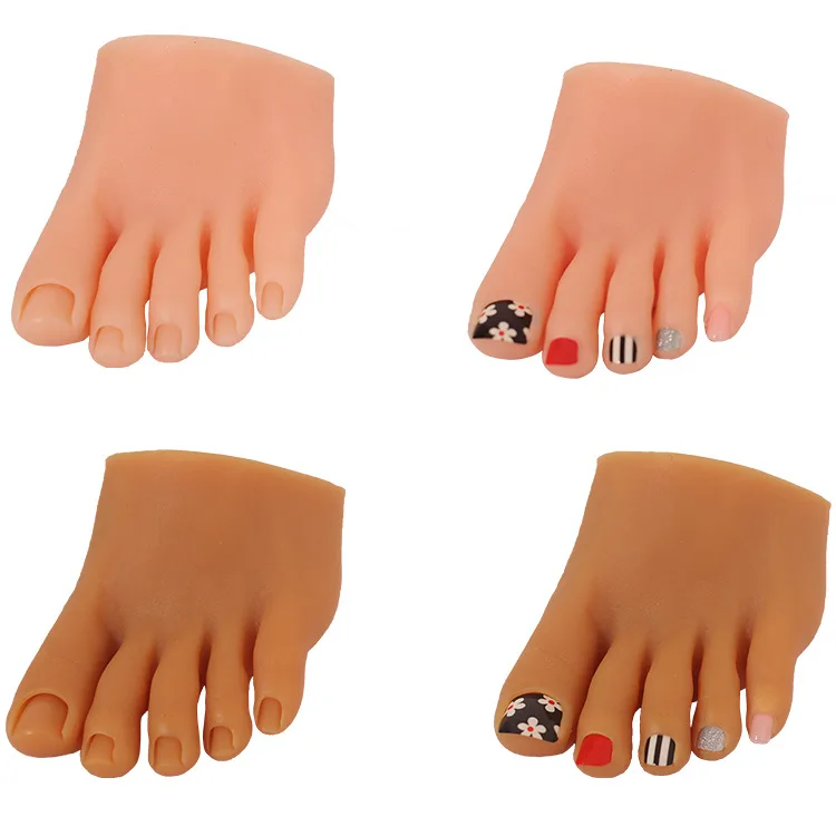 Silicone Foot Mannequin Training Display Nail Practice False Foot Prosthesis Model Fake Silicone Foot for Manicure