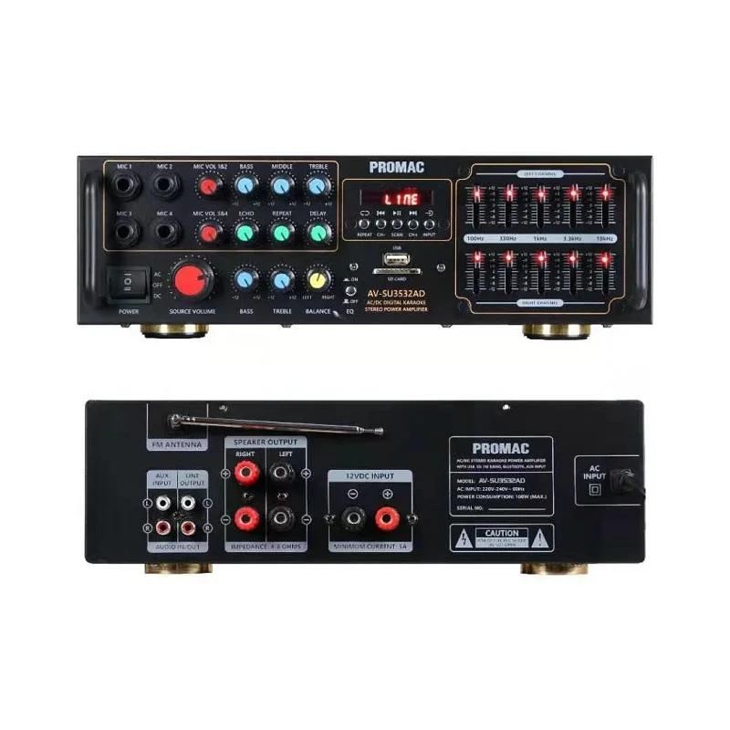 

DJ Ampwith USB/SD/FM Radio car apmlifier car audio apmlifiers SASION AV-SU3532AD audio dj amplifier, Black