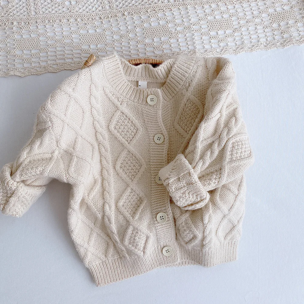 

kids baby girls boys autumn winter full sleeve solid knitted outwear coat toddler children Girls cardigan sweater