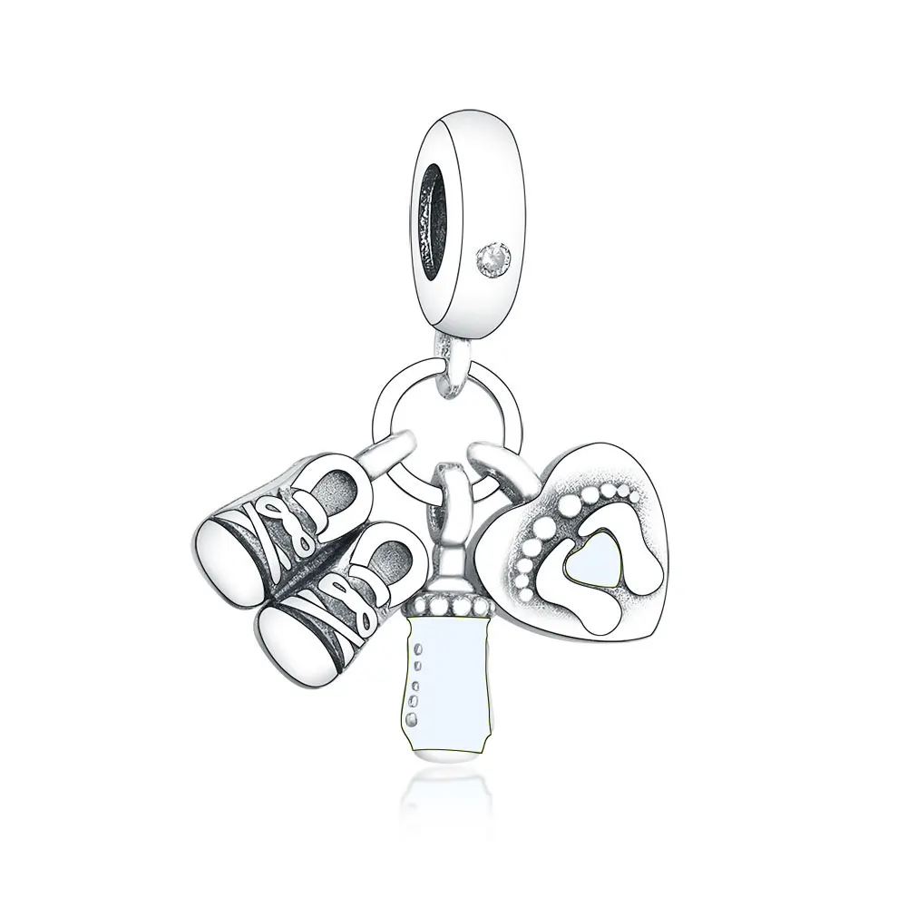 

Factory Outlet wholesale 925 Sterling Silver Baby Pacifier Nipple Shoe Pendant Beads Charm For Jewelry Making