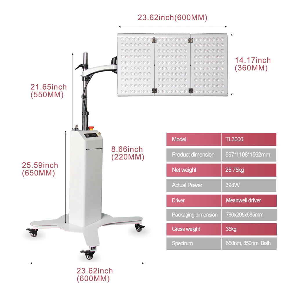 

Therapy Light Red Machine Iron 360w LED Therapy Light 30 Degree with Ce Certification for Commercial 850nm 660nm 25.75KG 210pcs