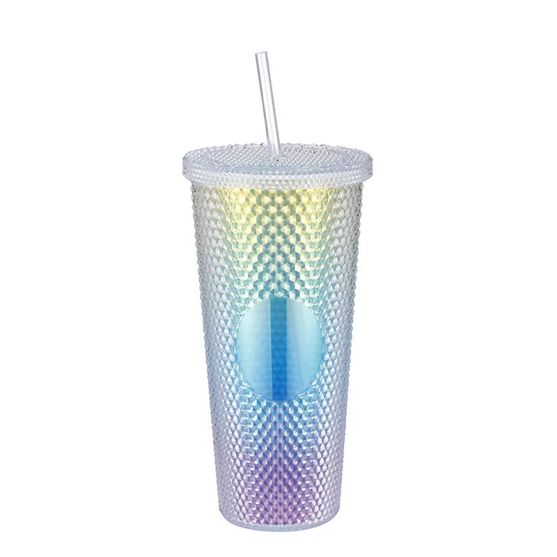 

Promotion Matte Tumbler 16oz 24 oz Double Wall Coffee Cup With Straw Lid Plastic Cup Diamond Durian cup