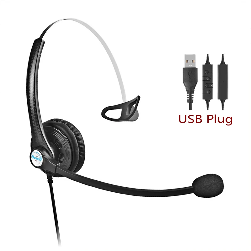 

Wholesale Wired One Side Headphone Call Center Headset Noise Cancelling USB With Microphone And Volume Control For Office