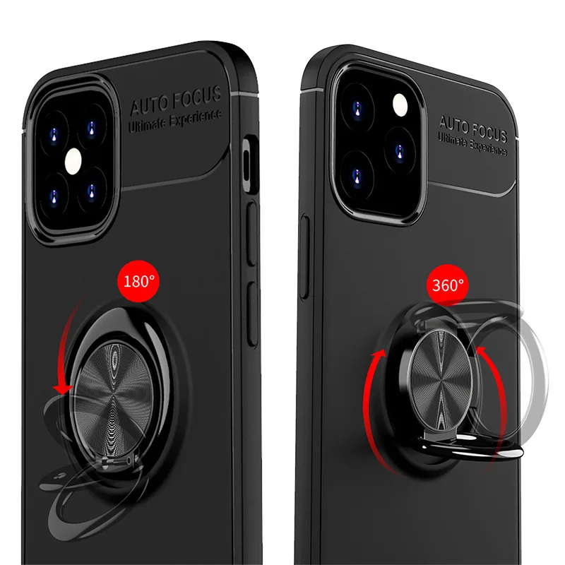 

Custom Shockproof 360 Rotatable Ring Holder Magnetic Car Kickstand Soft TPU Carbon Fiber Phone Case For iPhone 13, Multi