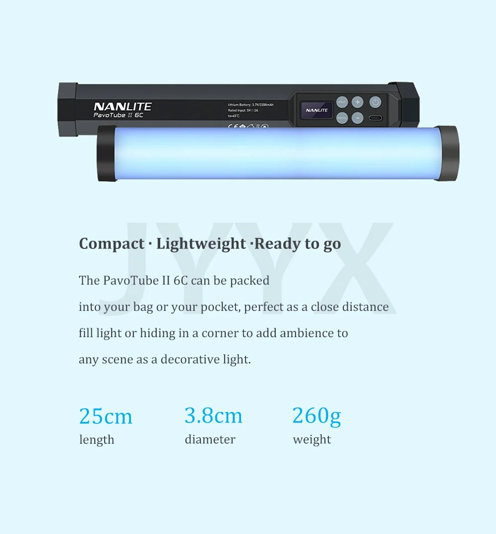 Nanguang Nanlite PavoTube II 6C LED RGB Light Tube Portable Handheld Photography Lighting Stick CCT Mode Photos Video soft light