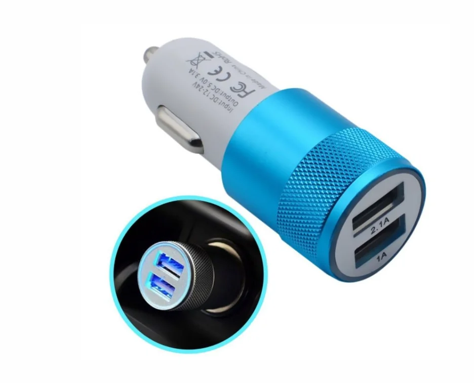 

Car Charging Accessories Dual Usb Car Charger Adapter 2 Usb Port Led Display 3.1A Smart Car Charger For Mobile Phone iphone, White-gold,white-silver,white-blue,white-rose red, etc