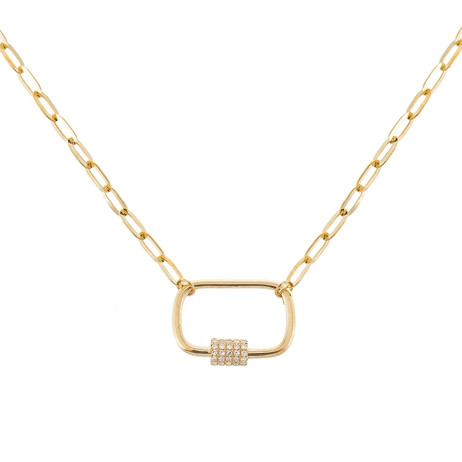 

925 sterling silver chain necklace for women high polish trendy 14K gold plated gold with cubic zirconia chain necklace
