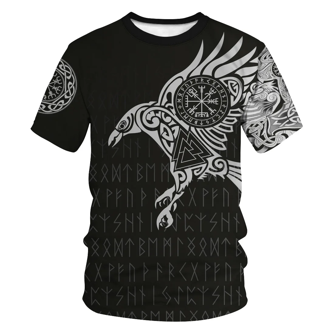 

2021 latest Viking symbol 3D printed T-shirt men's summer short-sleeved Harajuku T-shirts men's street hip-hop unisex tops