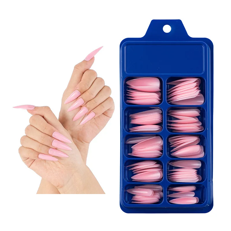 

Extra Long Press on Nails 100pcs Stiletto Nail Tips Full Cover Press On False Nails With Case, Different colors