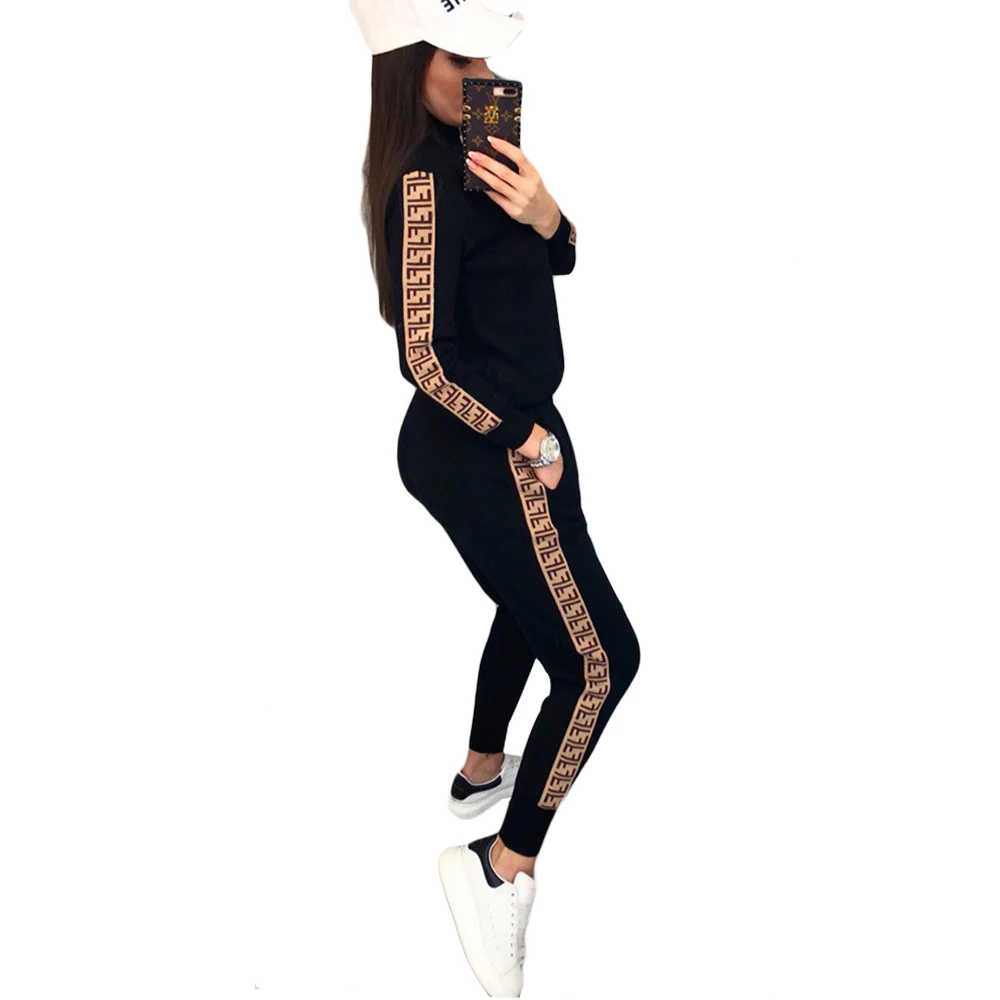 

fashion black Shell Jacket tape tracksuit joggers for women sportswear, As the picture
