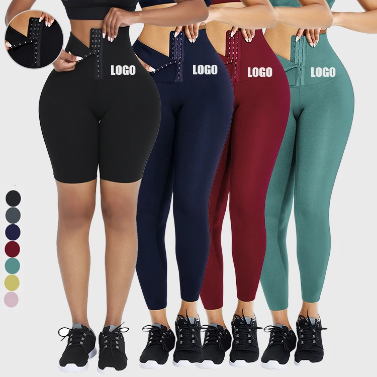 

Top Selling Hooks Waist Trainer Corset Custom Leggings Women Yoga Pants Stretch High Waist Tights, Picture color