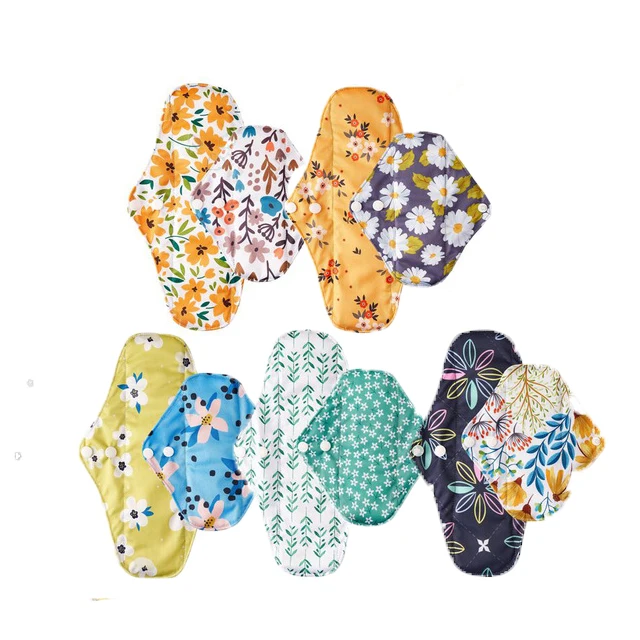 

Moramona Custom Logo 10PCS/Set Reusable Pads female Cloth menstrual Pads Bamboo Sanitary Napkin Pads, Colorful