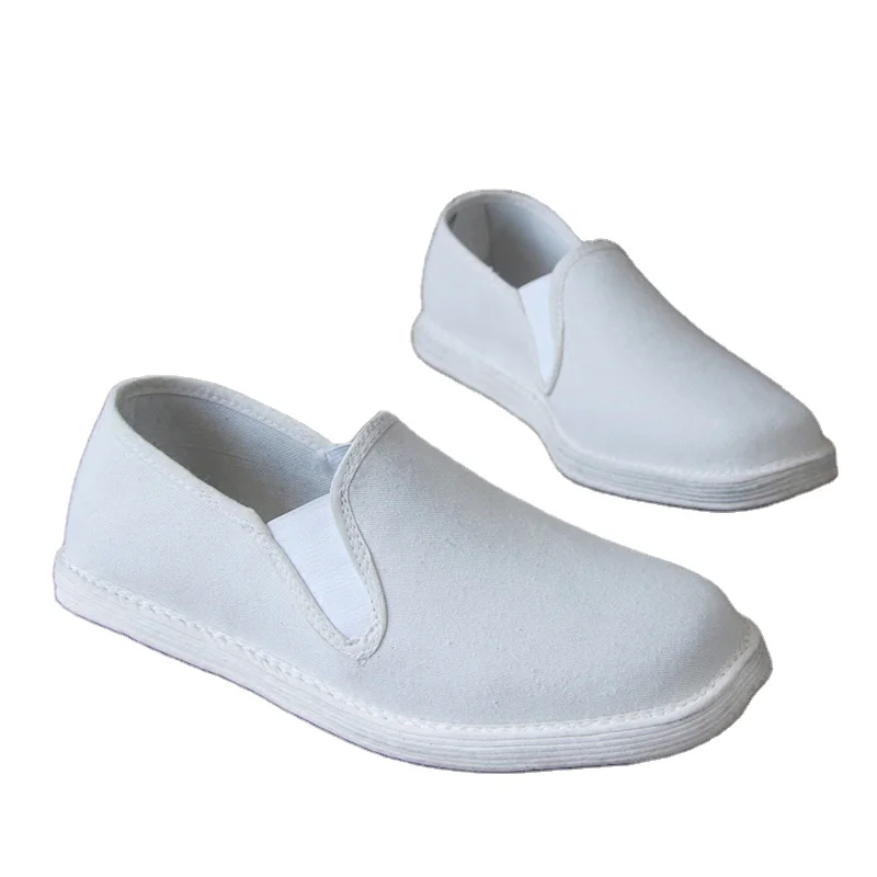 

White handmade cloth soled Memorial shoes Unisex layers soles breathable shoes Hospital nurse protective white shoes