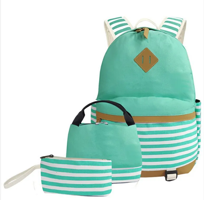 

SB108 Quality Customized Color Waterproof Canvas Backpack Set With Lunch Bag School Backpack Set