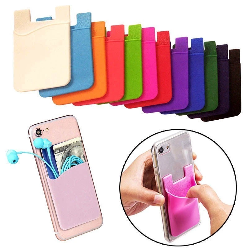 

Adhesive Sticker Elastic Stretch Silicone Cell Phone ID Credit Card Holder Sticker Universal Wallet Case Card Holder