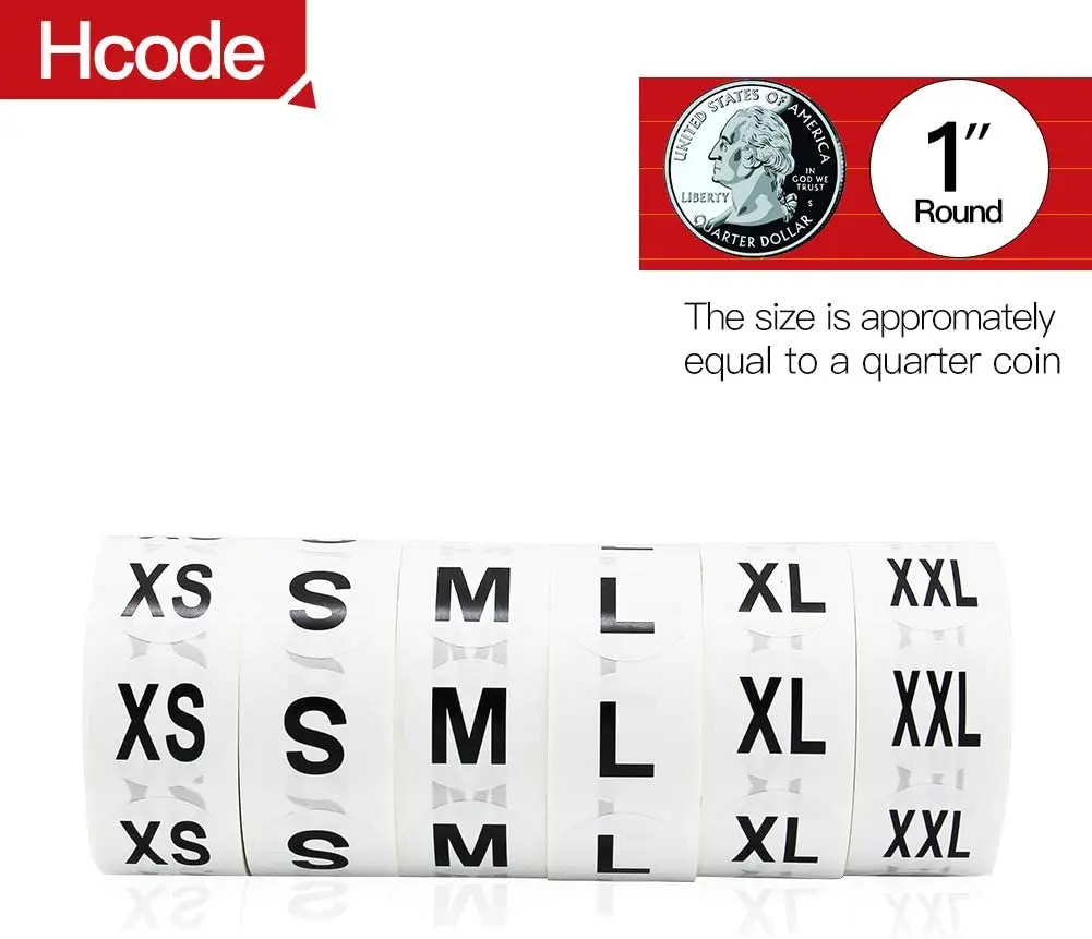 1 Inch S M L Xl Xxl Xxxl White Round Retail Clothing Size Label Adhesive Apparel Size Stickers 3516