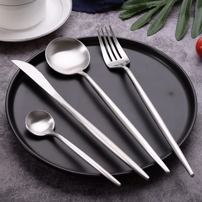 

Silver Spoon Set Cutlery Set Stainless Steel Gold Luxury Box Black Silverware Flatware, Silver/gold/rainbow/black