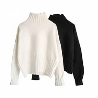 

Women Knitted Ribbed Slim Turtleneck Sweater Pullovers Autumn Winter Basic Tops