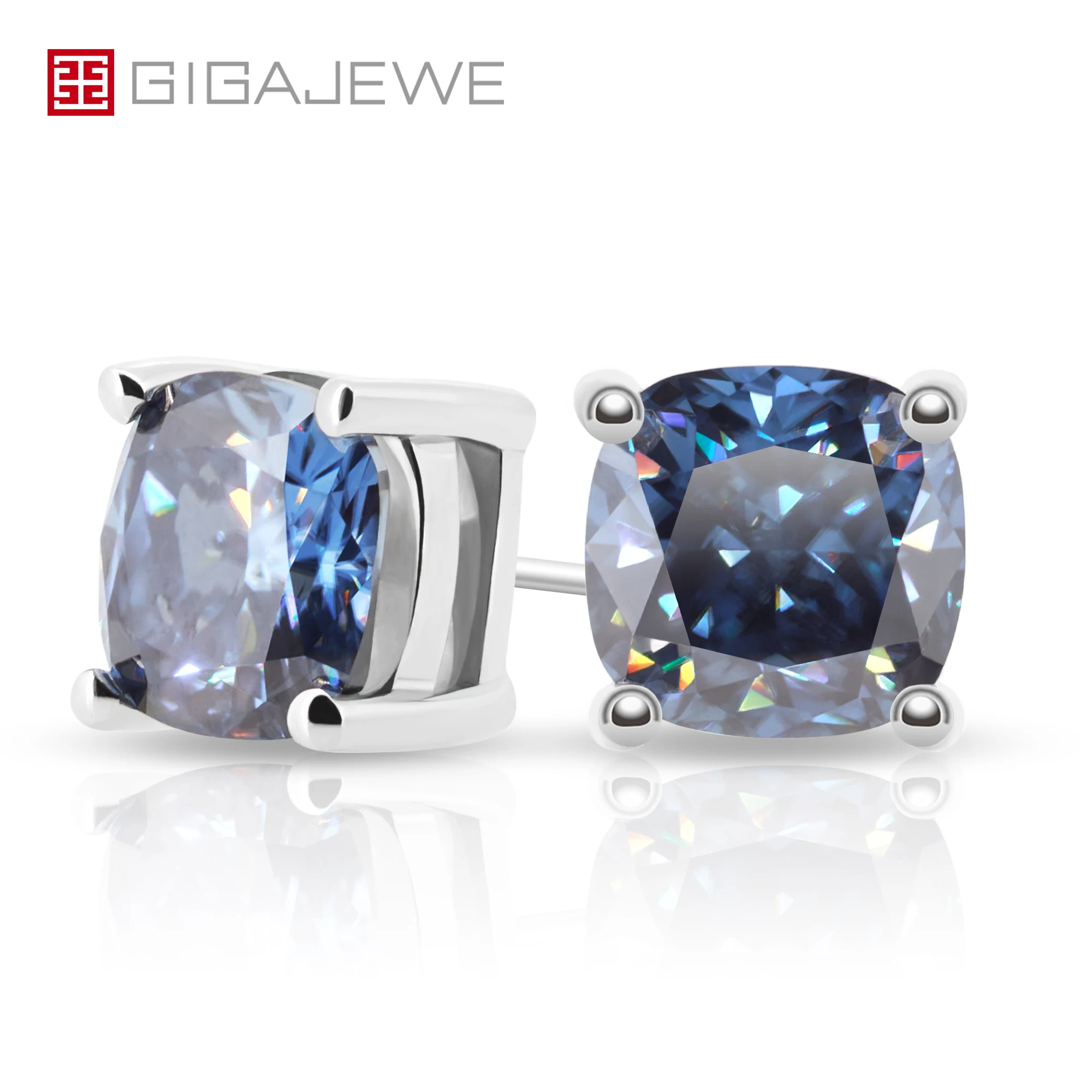 

GIGAJEWE 9K/14K/18k White gold Earrings set Blue And Color Earring Moissanite