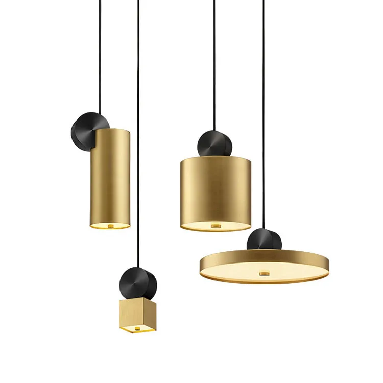Top sell black bedside lamp modern single hanging lamps metal bronze stainless steel nordic pendant light for restaurant